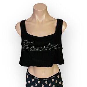 Say Anything Vintage Y2K Large Rhinestoned Flawless Cropped Tank Top